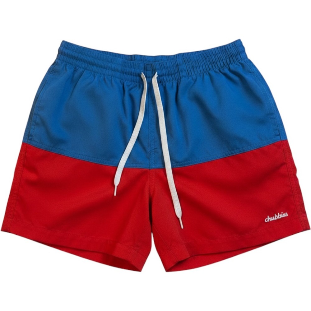 Chubbies Mens Swim Trunks Size Small Blue‎ Red Colorblock 5.5 Inseam Mesh Lined